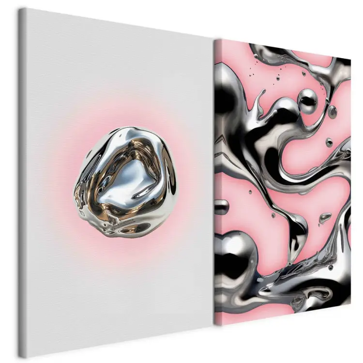 Metallic Dynamics - Abstract Forms on Pastel Background