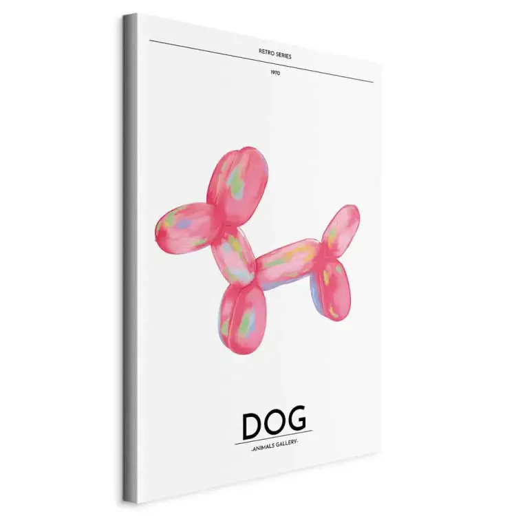 Balloon Puppy - Multicolored Animal Shaped Like a Dog on Light Background with Retro Text