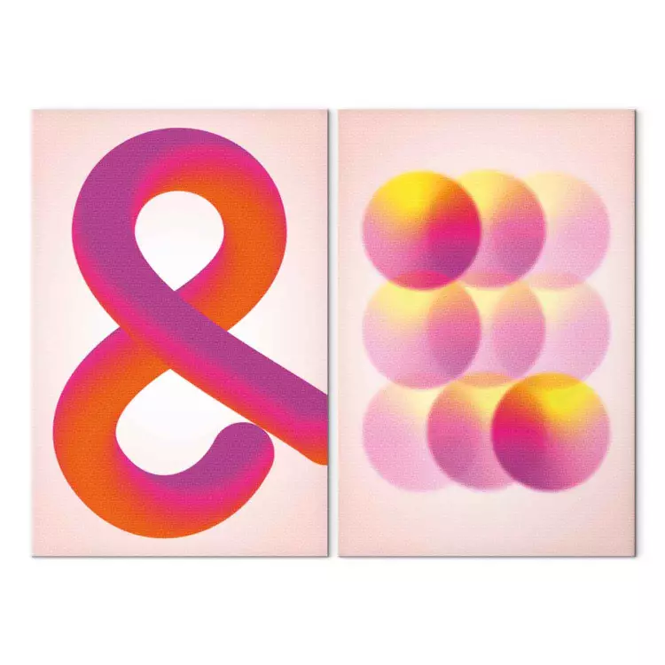 Gradient Symbol - Orange Ampersand and Pink Spheres in Pastel Tones