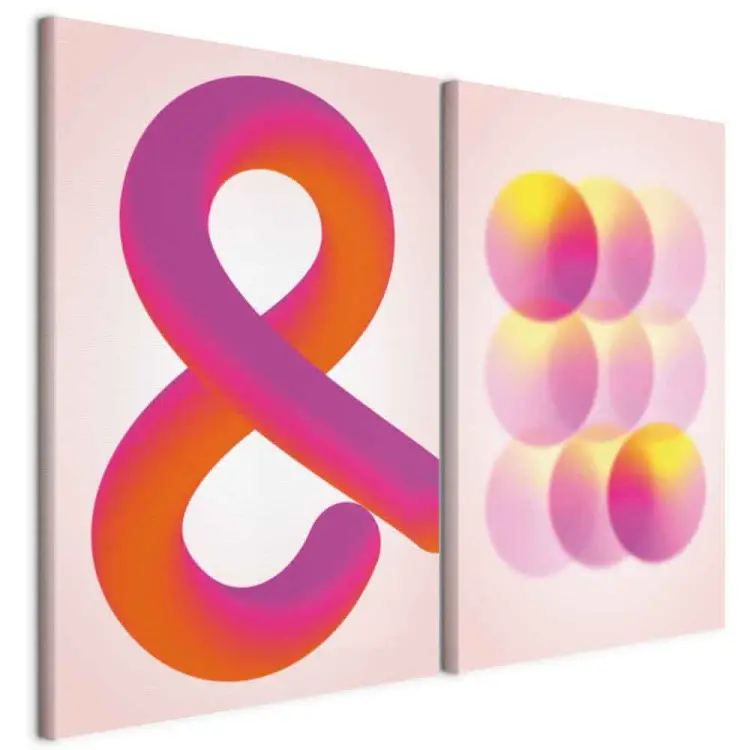 Gradient Symbol - Orange Ampersand and Pink Spheres in Pastel Tones