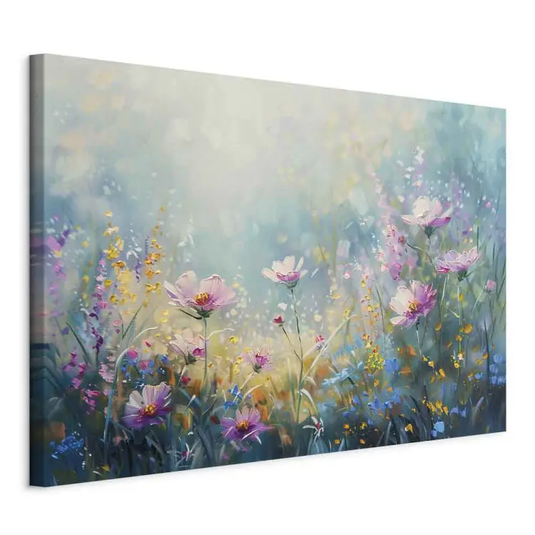 Spring Morning Monet Style Canvas Painting Spring Morning - Flower Field Inspired by Monet's ...