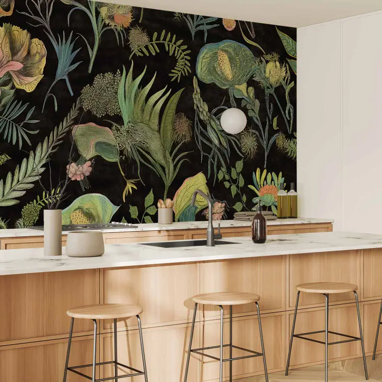 Botanical wonders - plants on dark background with fine details