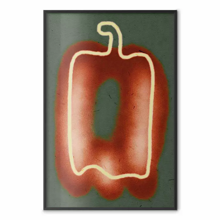Pepper - contour graphic with brown shading on a green background