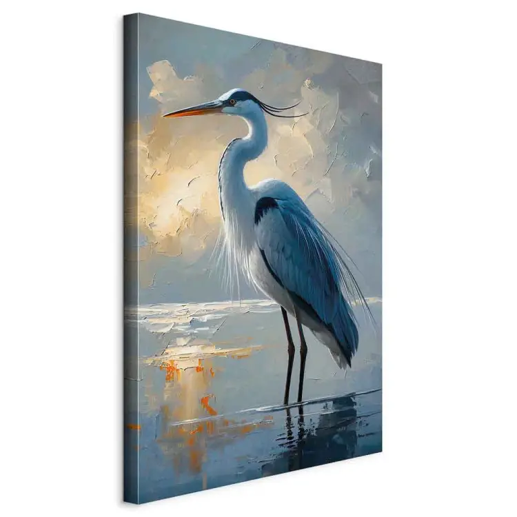 Heron on the Lake - Subtle Sunrise Colors and Bird in Water