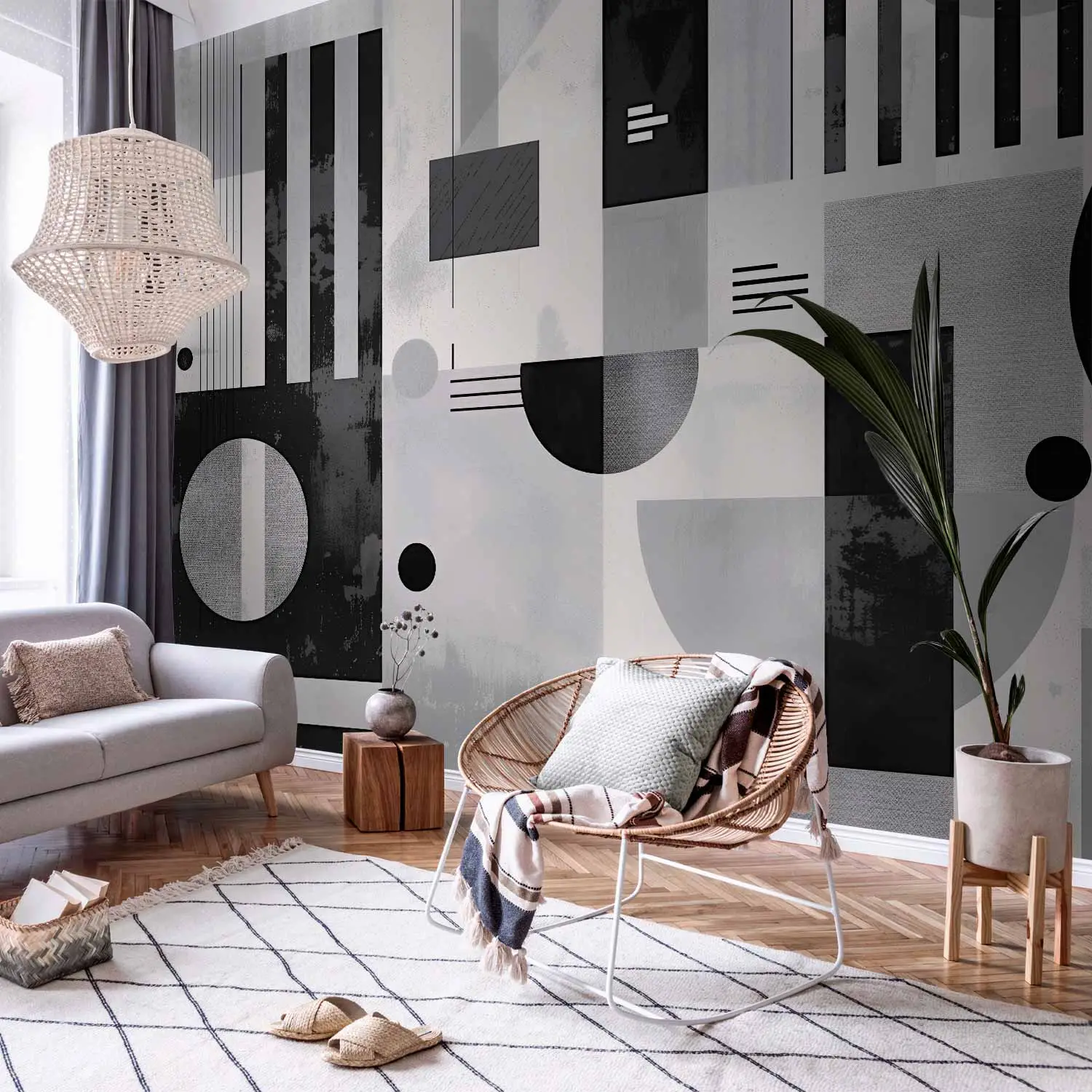 black and white geometric wallpaper uk
