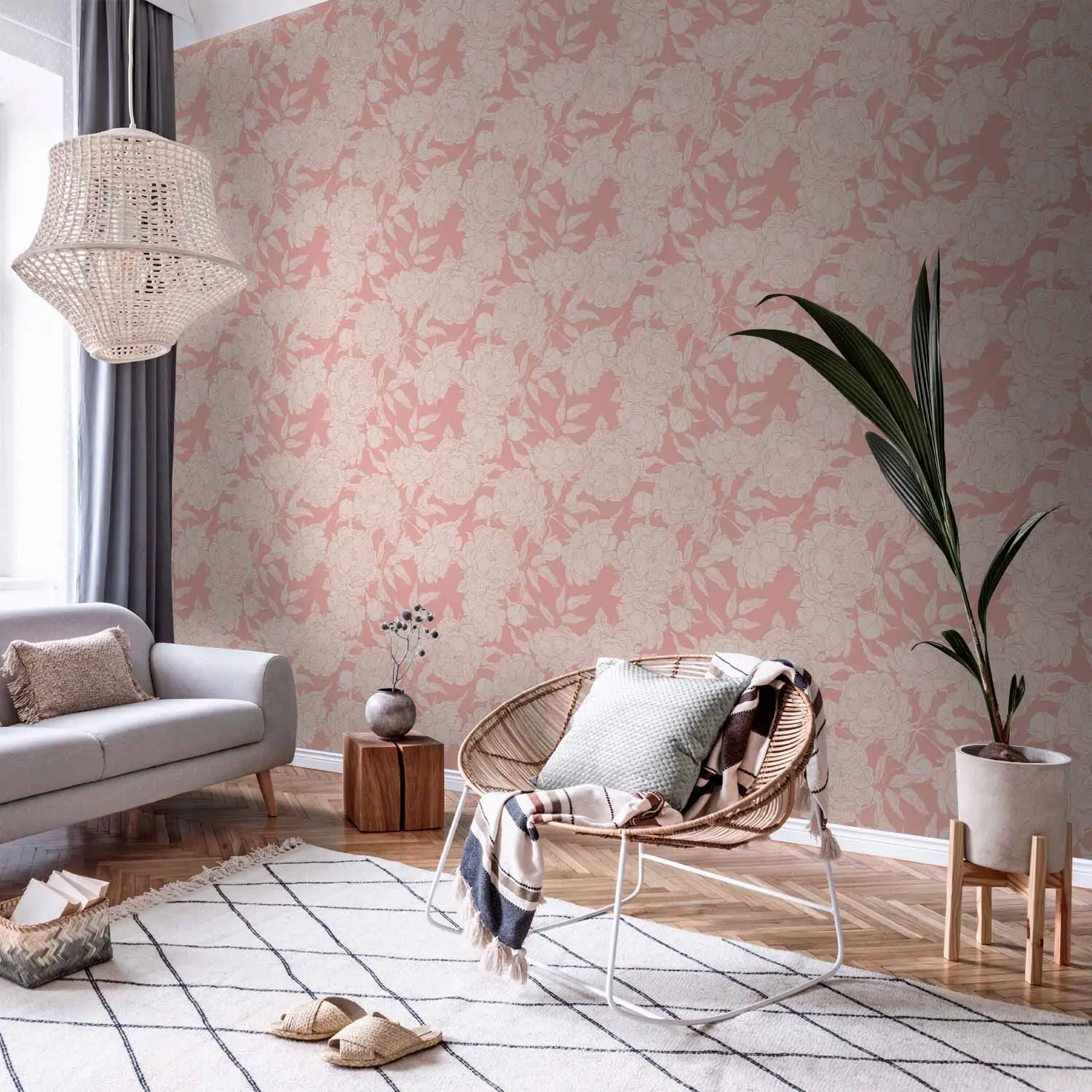 Pink Flower Wallpaper - Interior Design - View #8