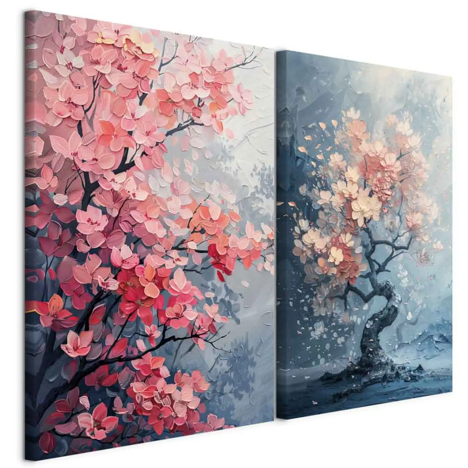 Canvas Art Happiness tree - pink leaves in a zen painting - bimago