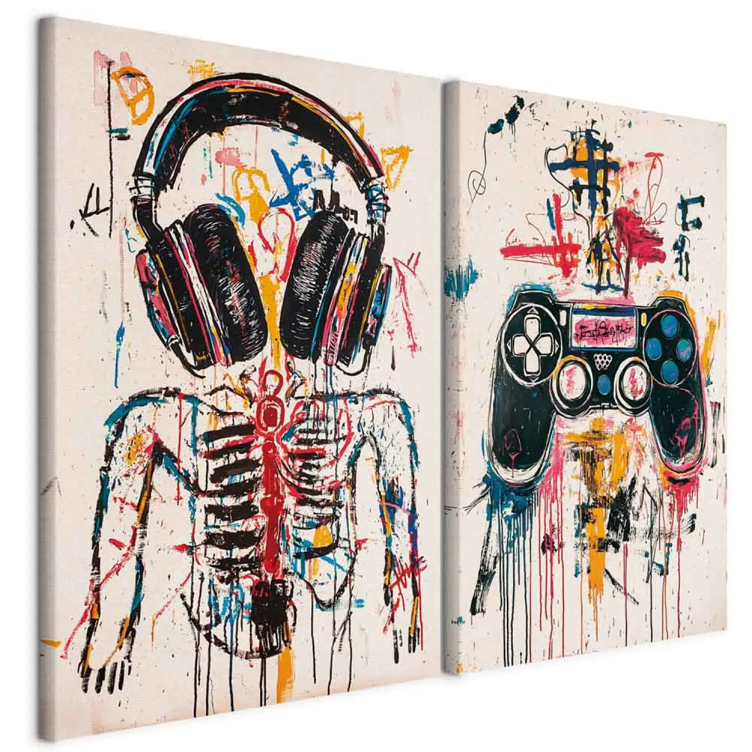 Art Print Music sketch - colorful graffiti with skeleton and