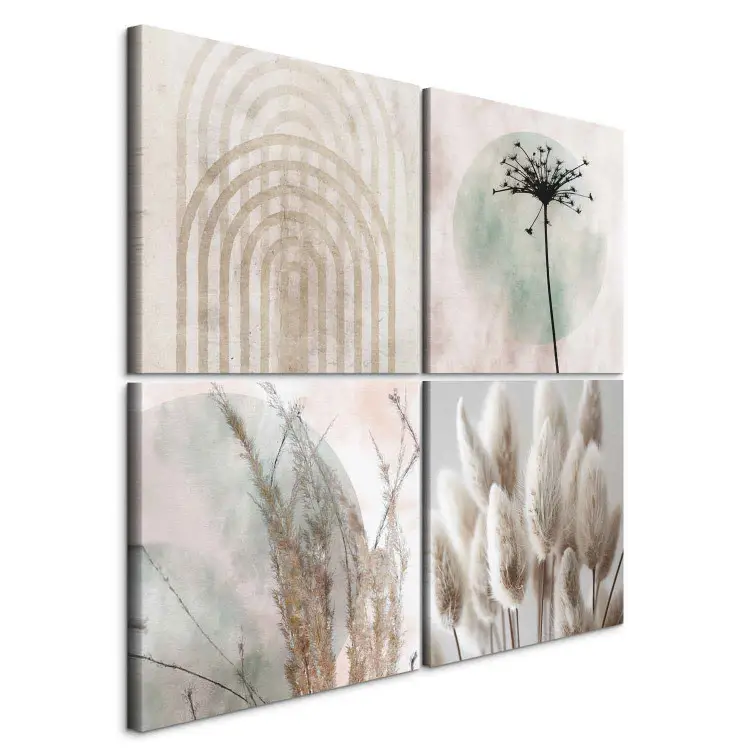 Arches and plant elements - geometric accents in harmony with the pastel background
