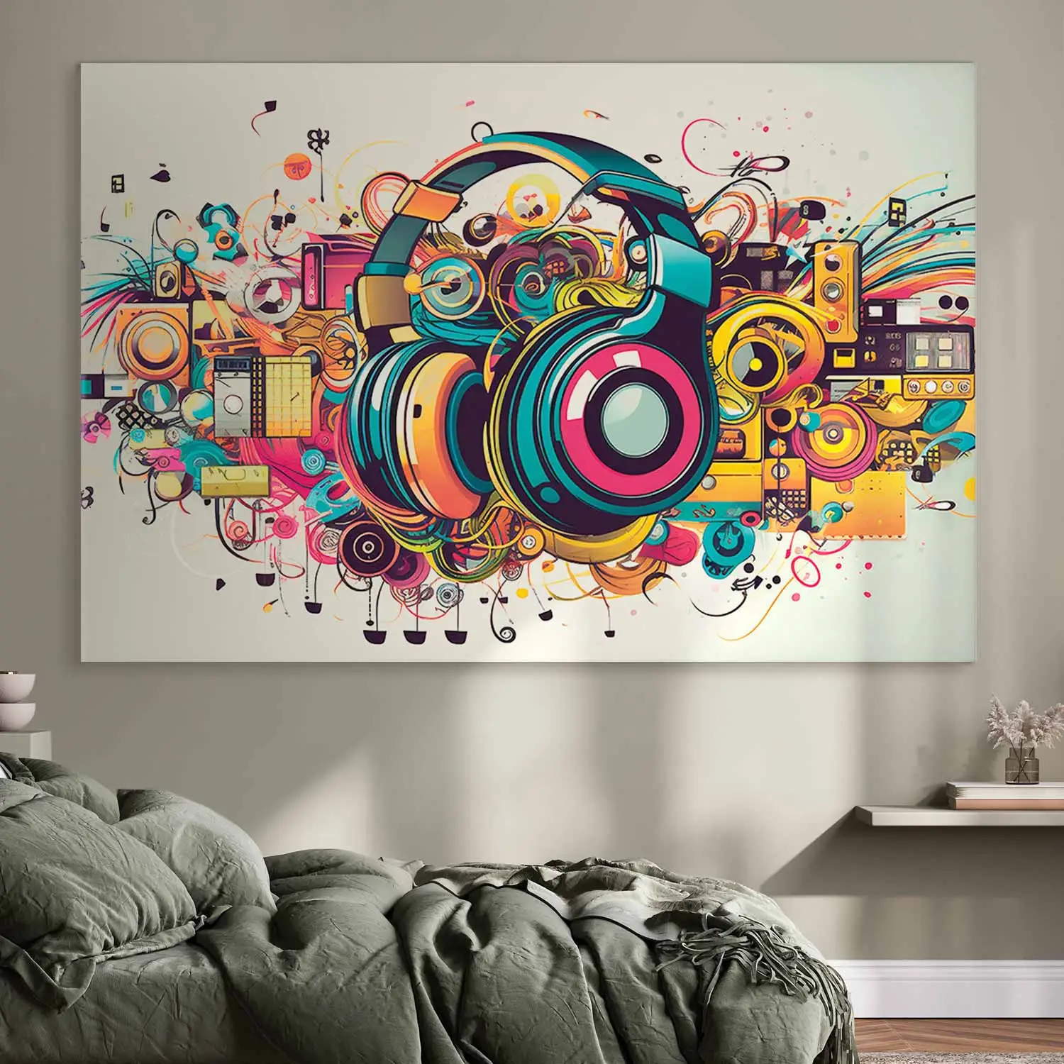Large canvas print Flowing melodies - attributes of a music lover