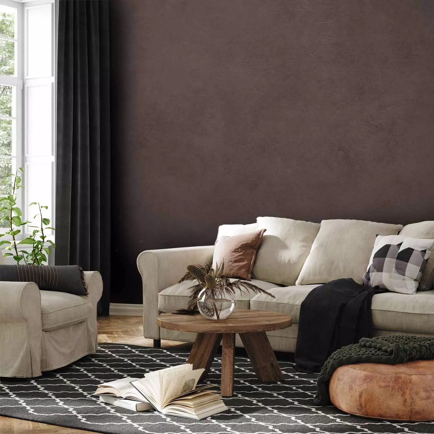 Chocolate Grey Walls Brown Furniture Wall Mural Dark Chocolate