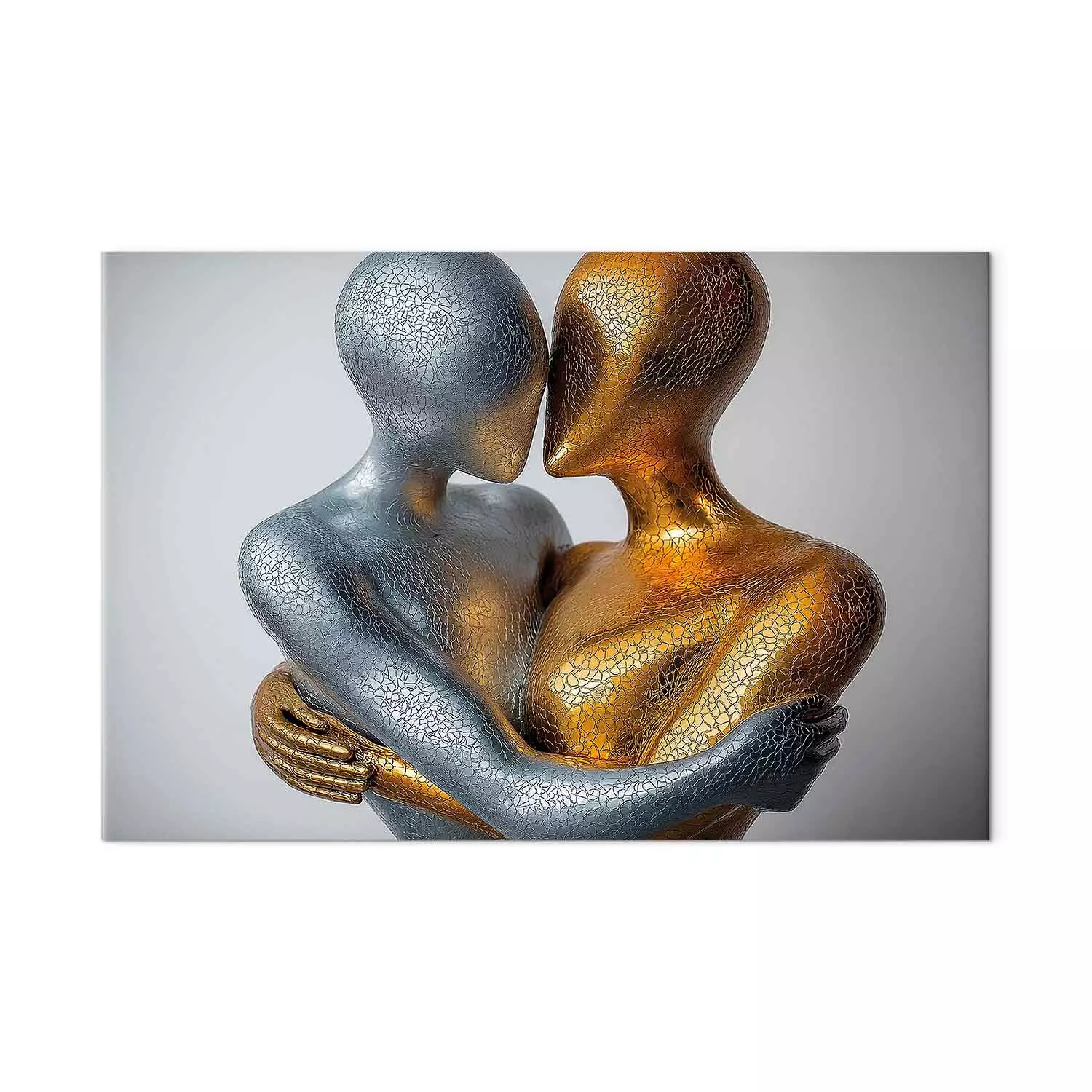 Large XXL print Love of two figures - golden and silver figure
