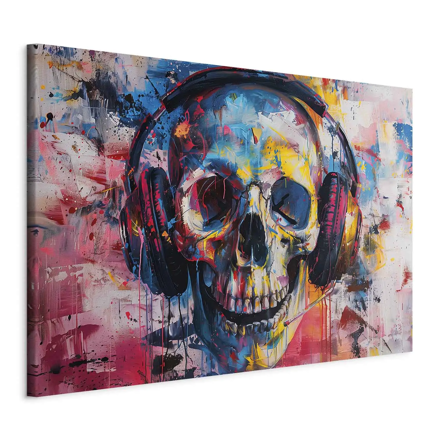 Large XXL canvas print Colorful Skull - Dark, Painterly Motif with