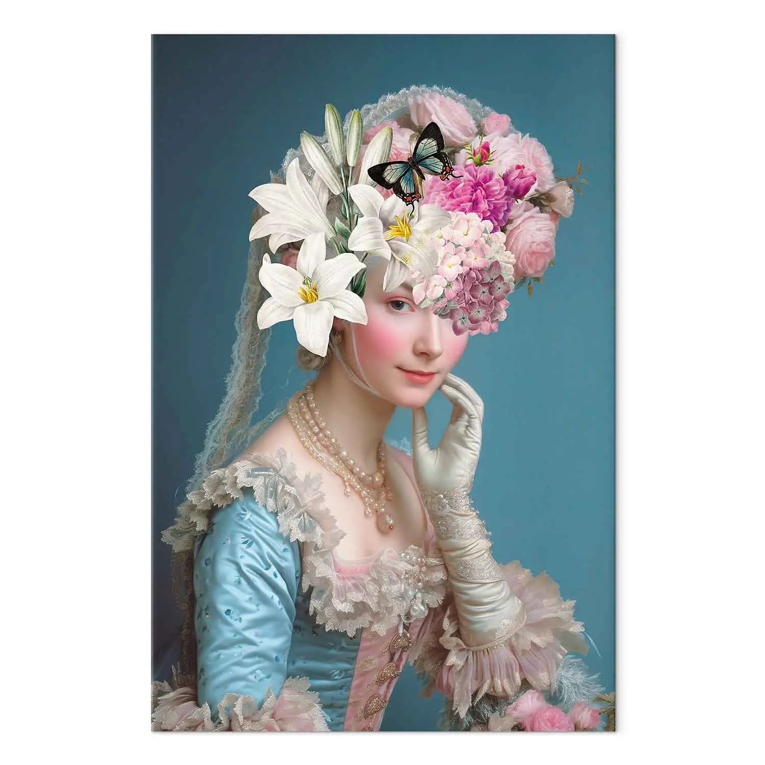 Large XXL canvas print Rococo Queen - Lady in a Stylish Gown with