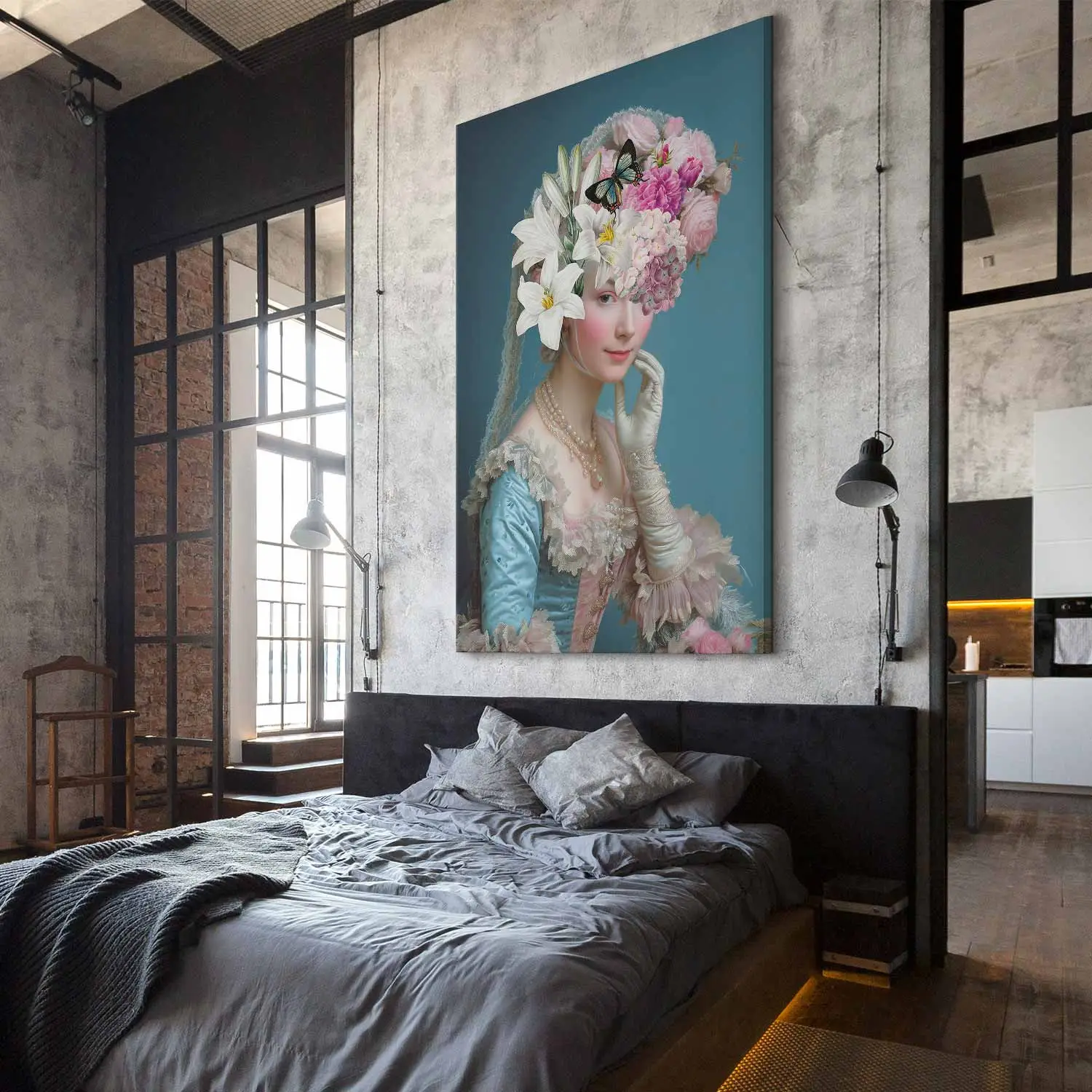 Large XXL canvas print Rococo Queen - Lady in a Stylish Gown with