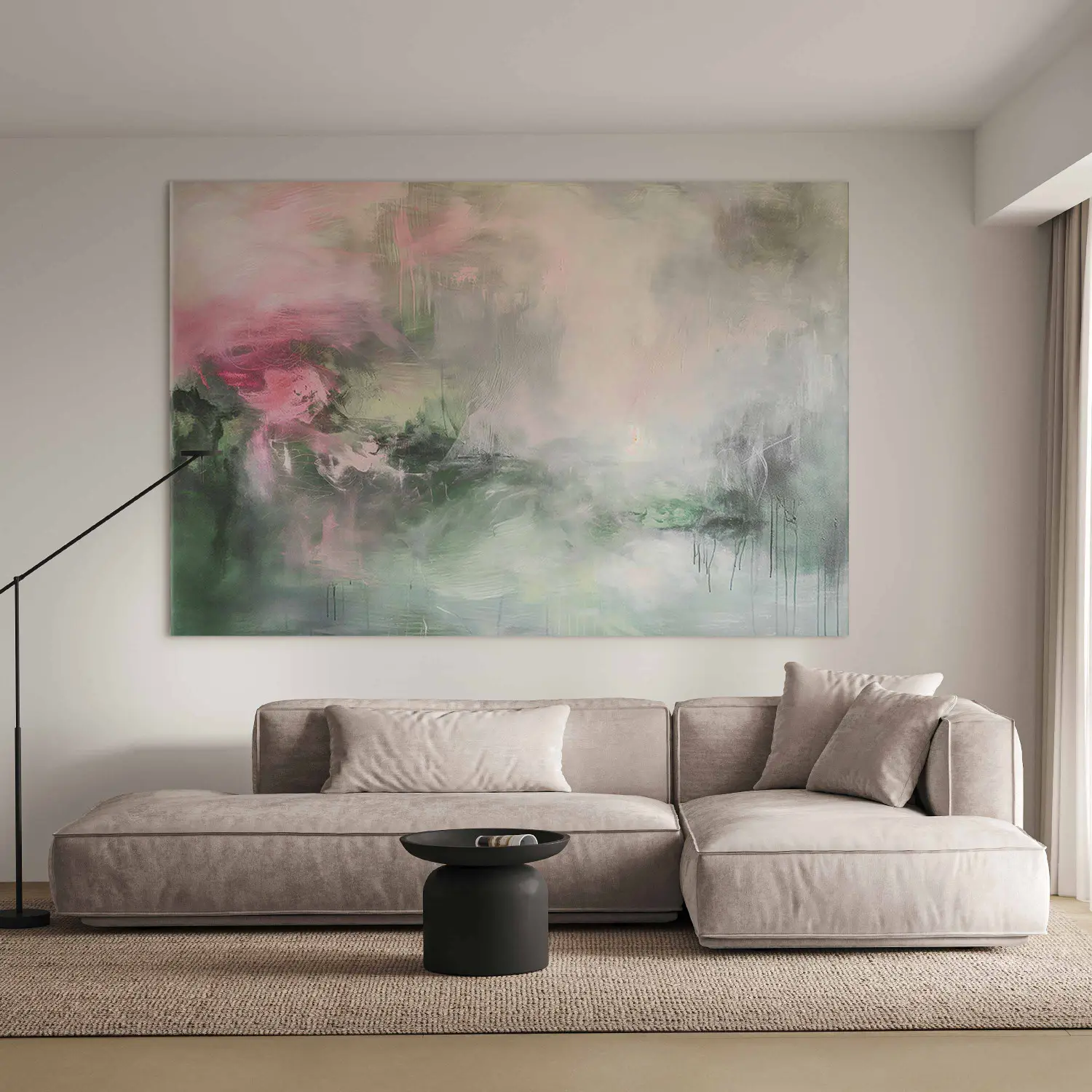 Large canvas print Misty Vision - Subtle Composition with a Blend