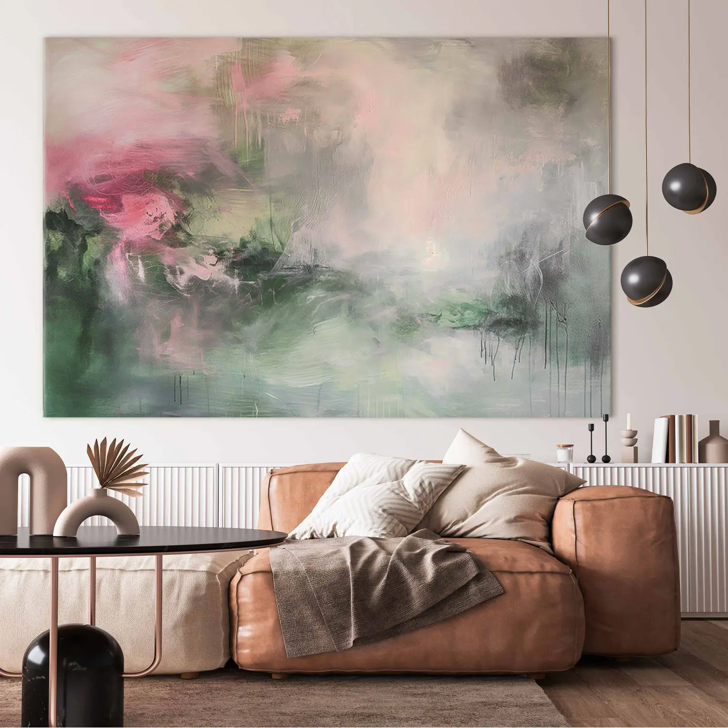 Large canvas print Misty Vision - Subtle Composition with a Blend