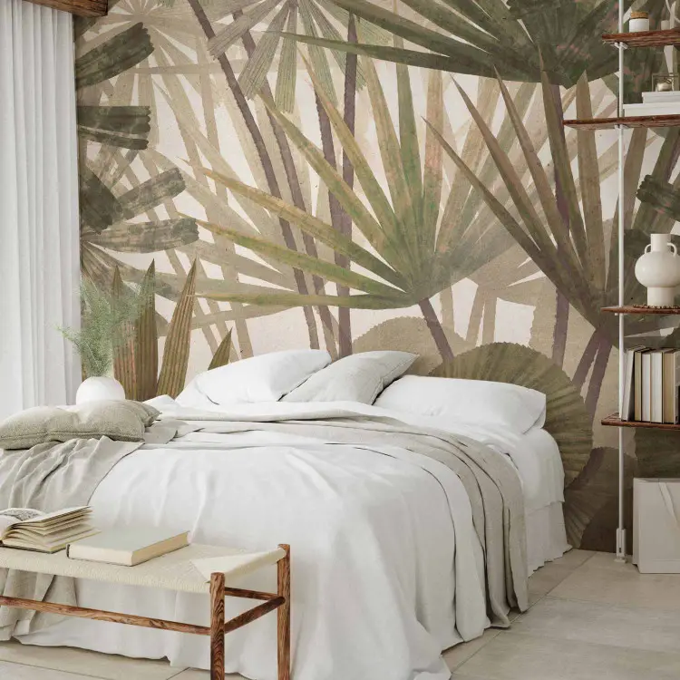 Tropical Fans - Dense Palm Leaves in Browns and Greens
