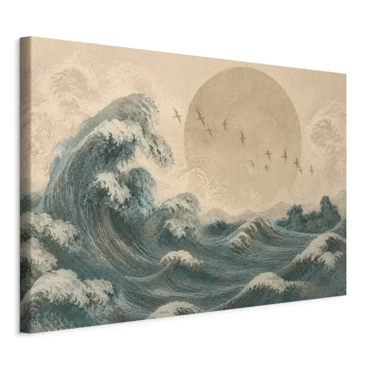 Japanese wave - the sea element, birds and the great sun