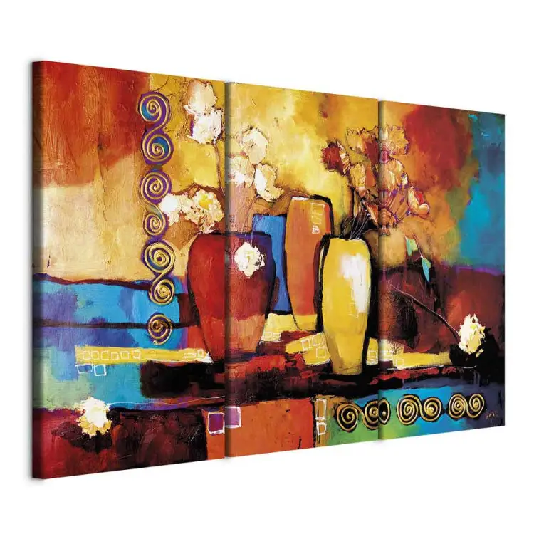 Flower Composition (3-piece) - colorful still life and vases