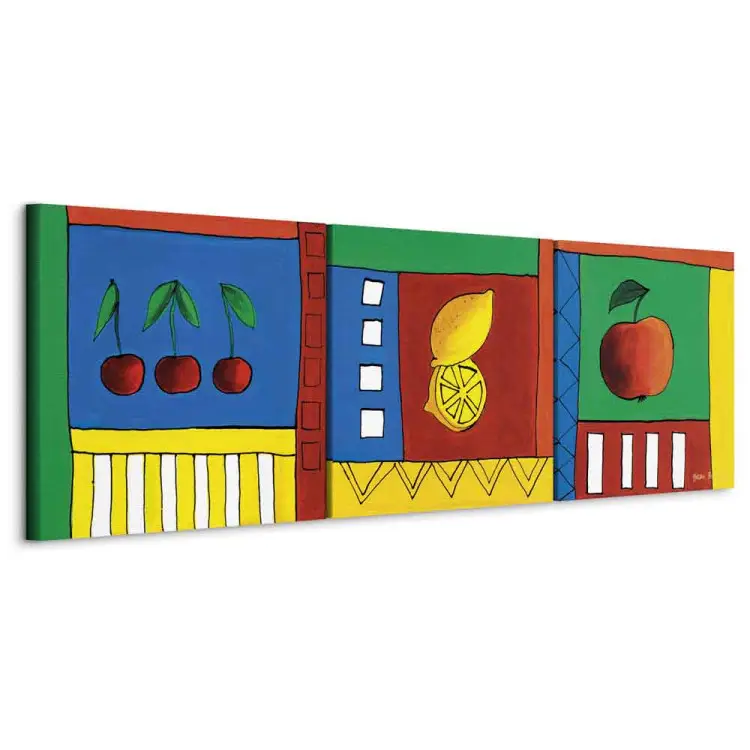 Lemon Cherry Apple (3-piece) - Illustrations on a colorful background