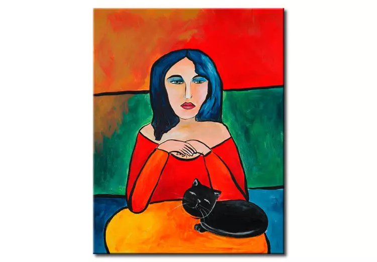 Lady with a black cat