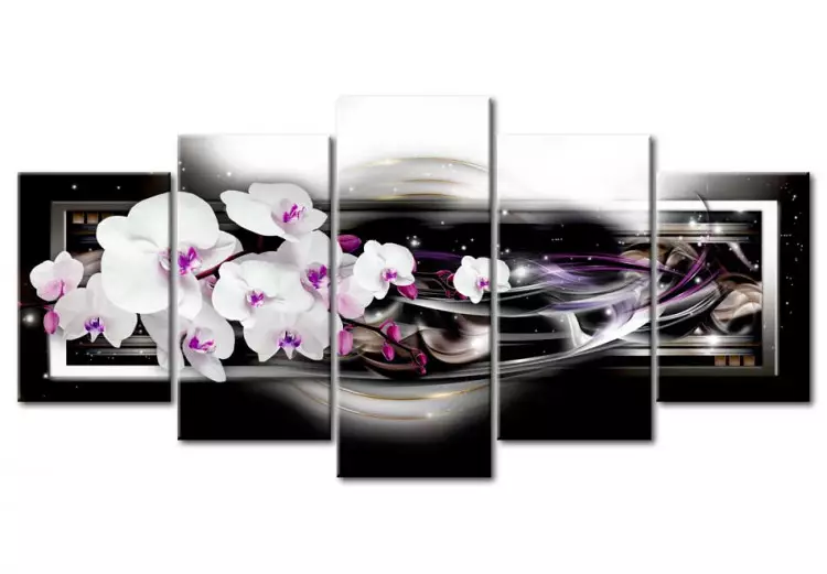 Canvas Print Orchids on a black background