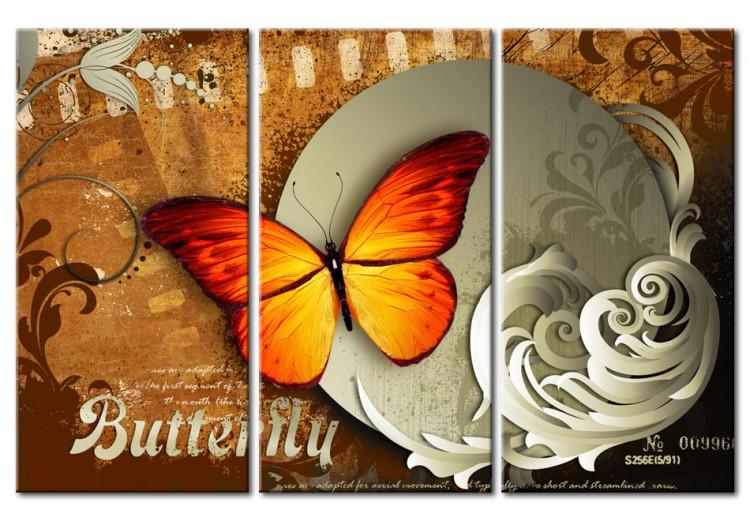 Canvas Print Fiery butterfly and  full moon