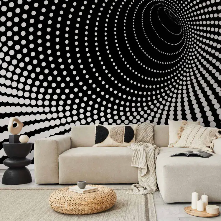 Black and White 3D Tunnel - Dot-Based Abstraction