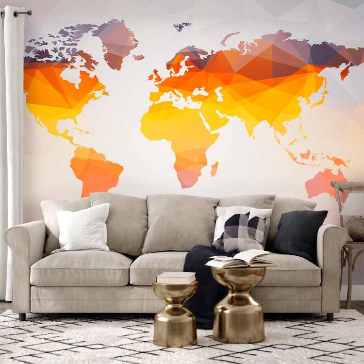 Wall Mural Geographic Abstraction - World Map in Colorful Geometric Patterns