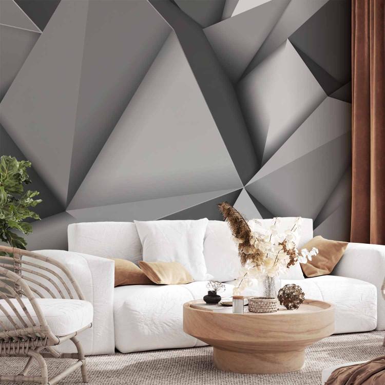 Wall Mural Graphite Space - Futuristic Gray Abstraction with 3D Illusion