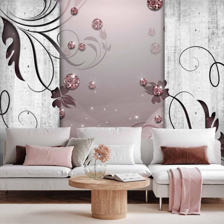 Wall Mural Glittering - Abstraction with Ornaments and Pink Diamond Sparkles