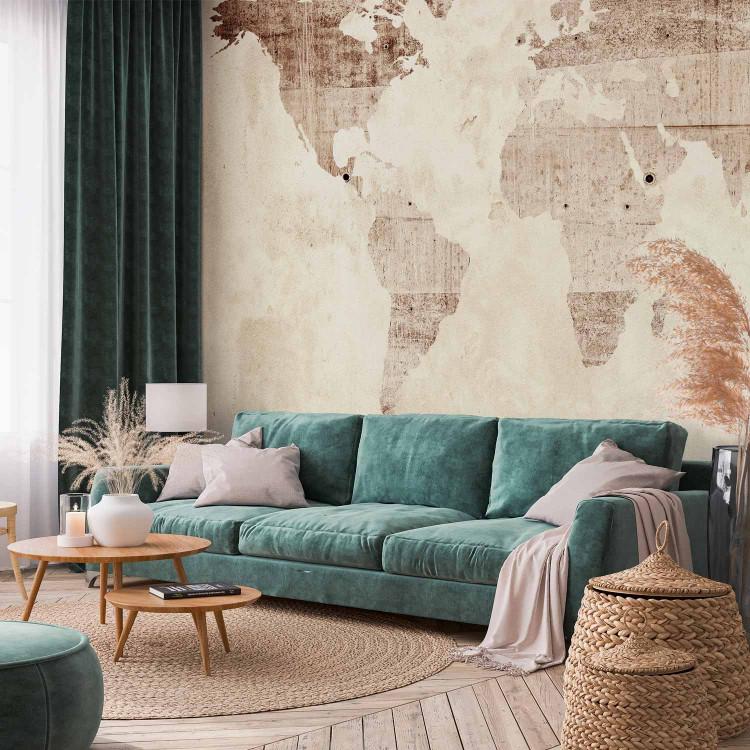 Wall Mural Old Map - Map with Retro-Style Continents and Illuminations