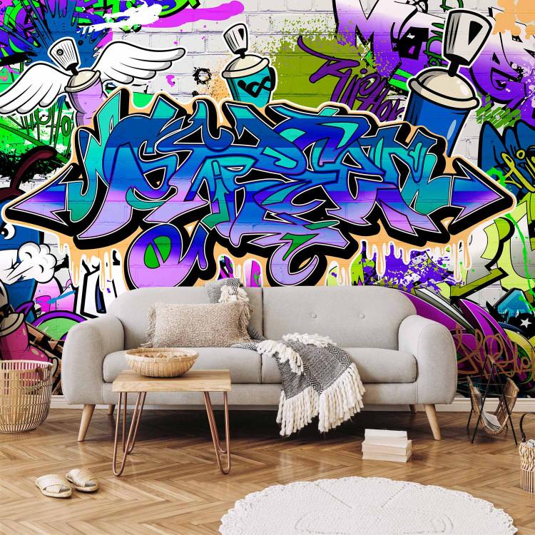 Wall Mural Graffiti: violet theme