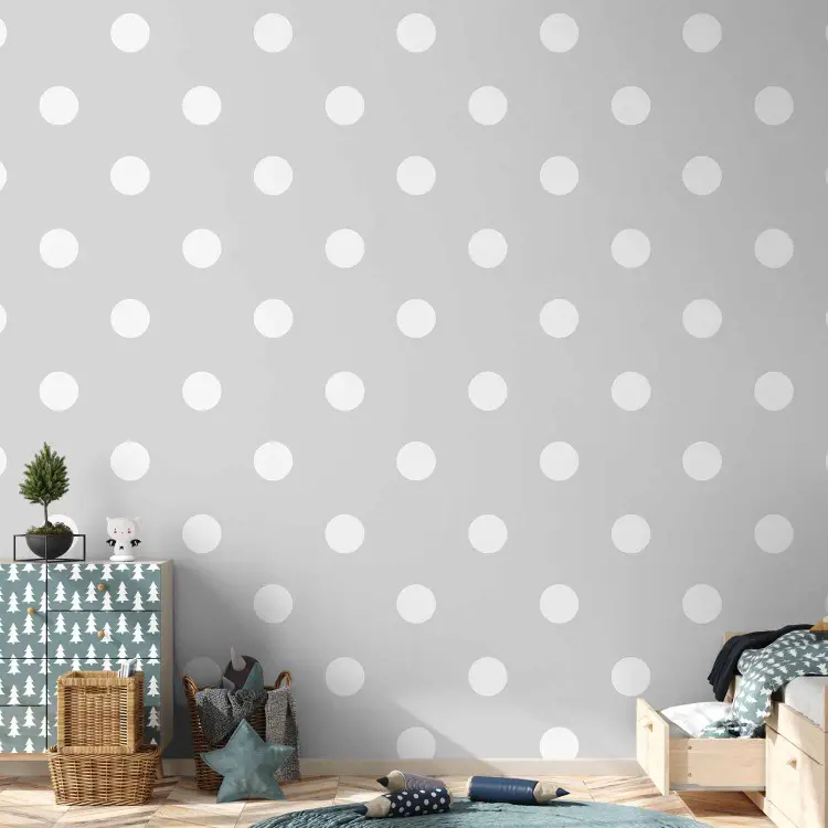 Joyful Dots - Geometric Shapes in White on a Solid Background