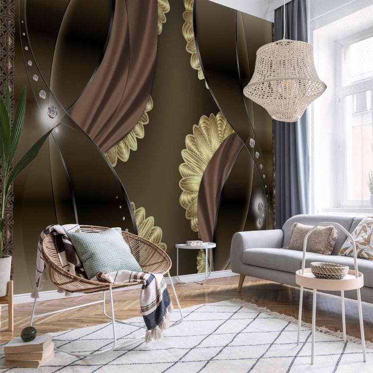 Wall Mural Fans - Composition of Textures in Retro Style with Ornaments and Pearls