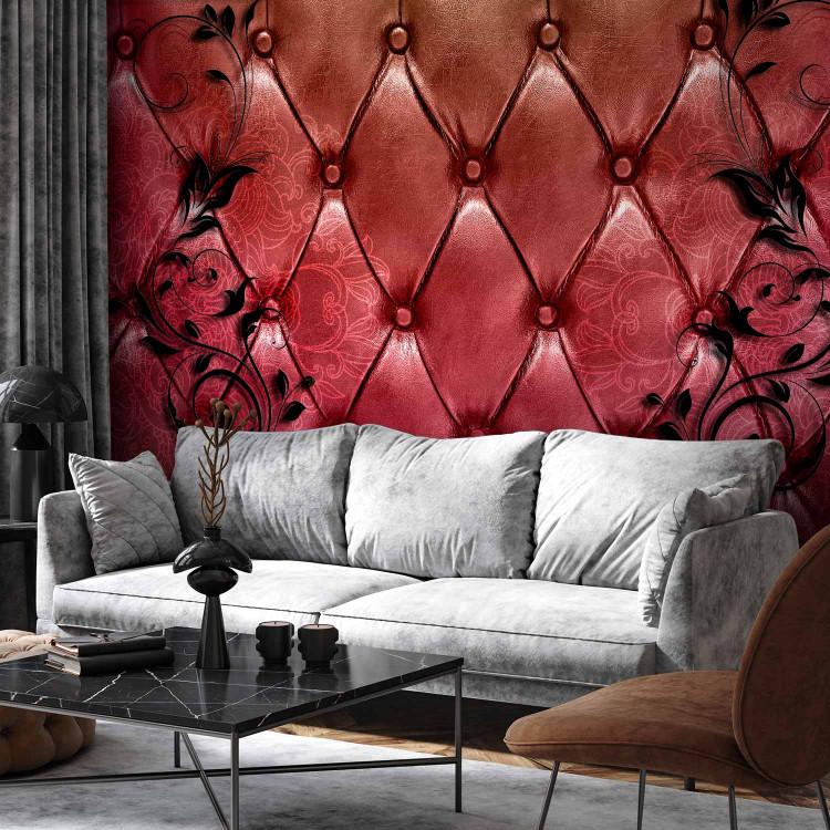 Wall Mural Red Majesty - Leather-textured Fabric with Designs