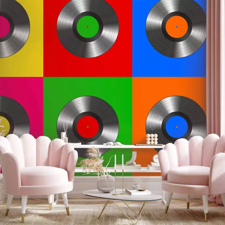 Wall Mural Pop Art - Artistic colorful vinyl records in various compositions