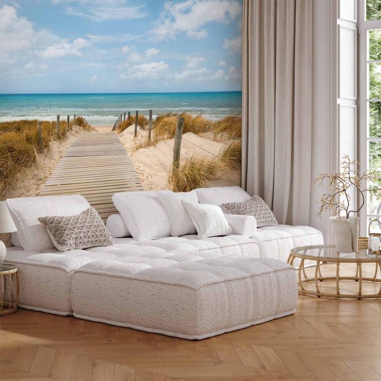 Wall Mural Vacation Landscape - Wooden Path Leading to the Tranquil Sea