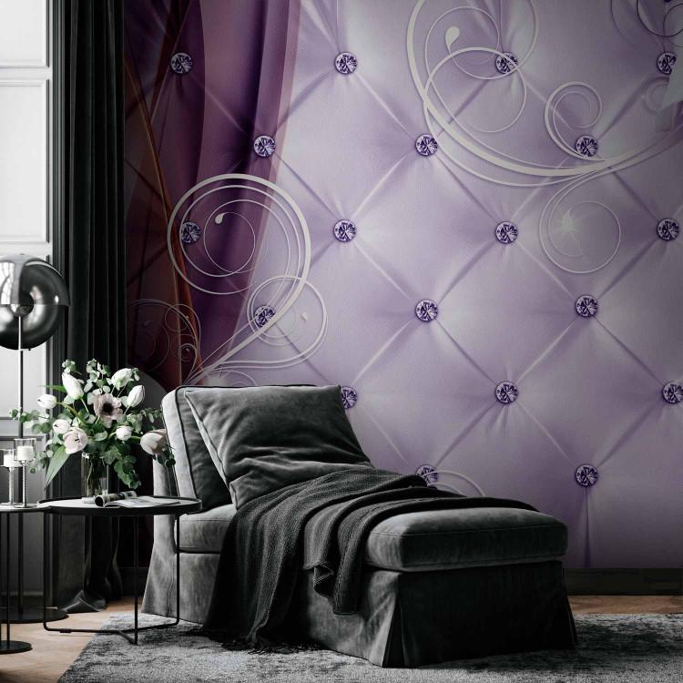 Wall Mural Lily Composition - background with trendy quilted pattern and diamonds