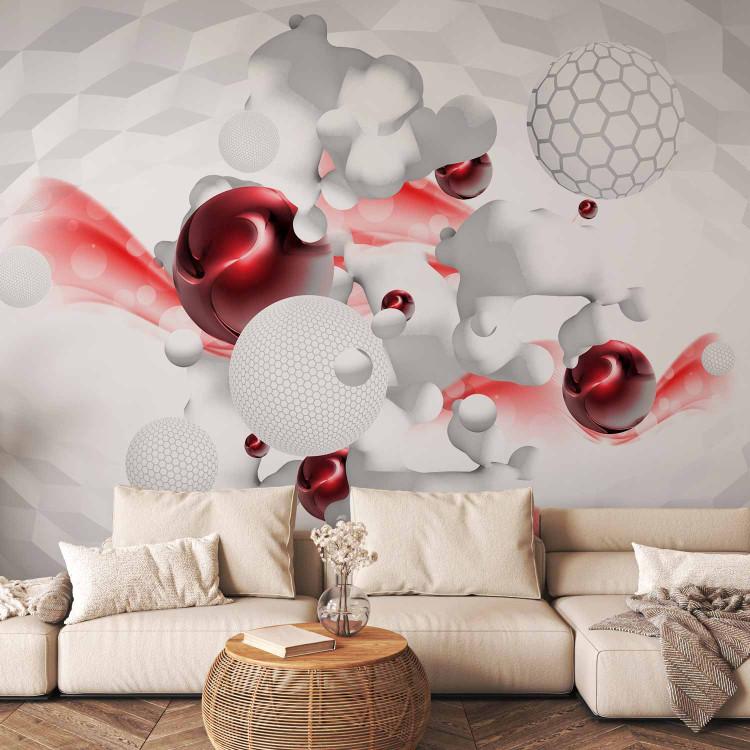 Wall Mural Colour race red - geometric elements in a white space