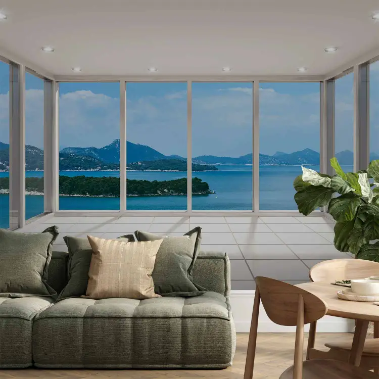 Photo Wallpaper Breathtaking View - Window View with Seaside Landscape ...