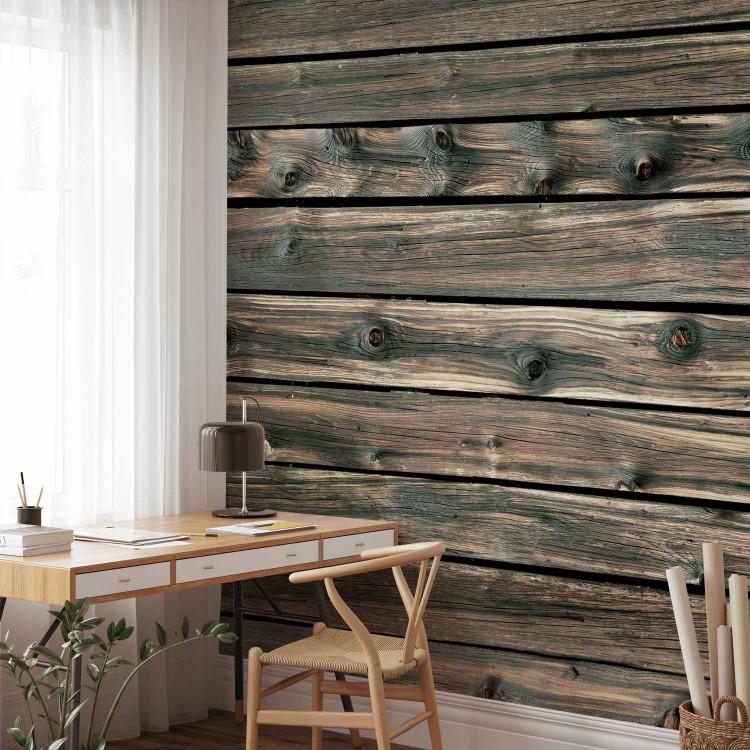 Wall Mural Rustic boards - background in cool grey wood pattern