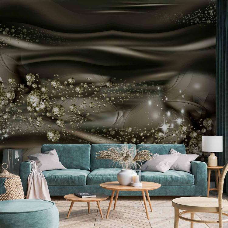Wall Mural Crystal river - subtle abstract in gold with diamonds