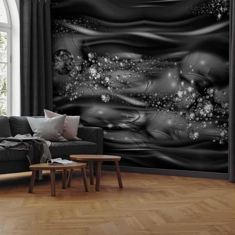 Wall Mural Silver river - a subtle abstraction in silver with diamonds