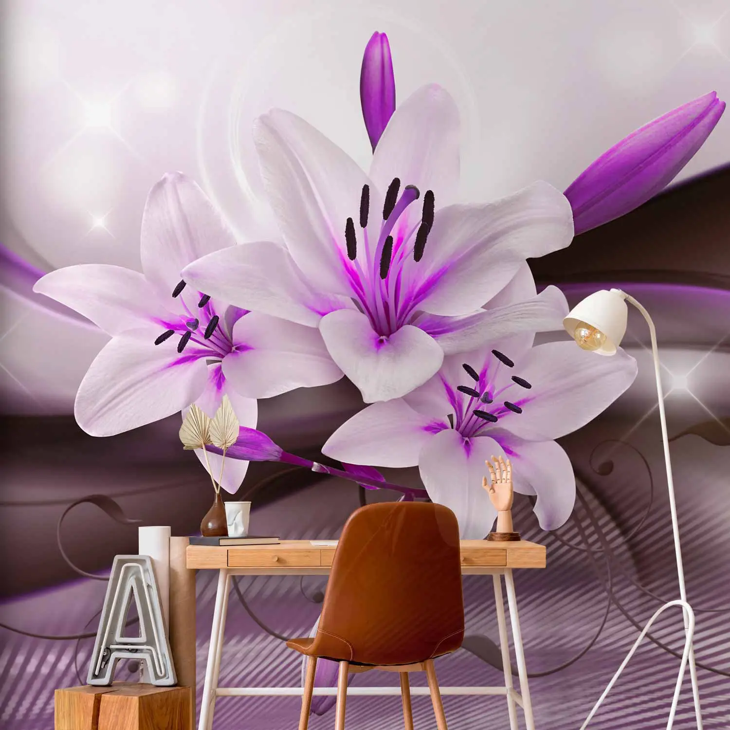 Lilies Wallpaper 14 Custom Wall Mural Wall Painting Purple Lily — free download