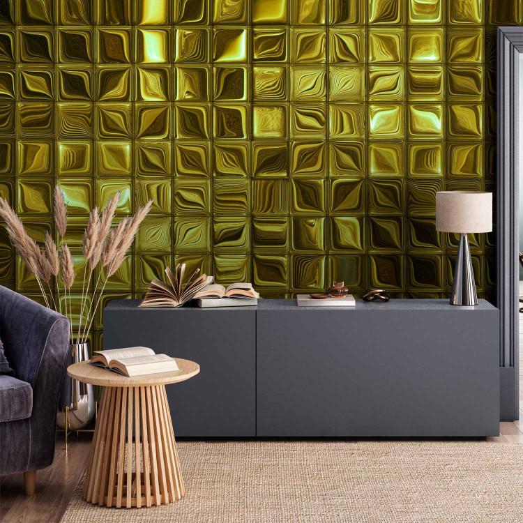 Wall Mural Golden mosaic - uniform composition with a shimmering yellow glow