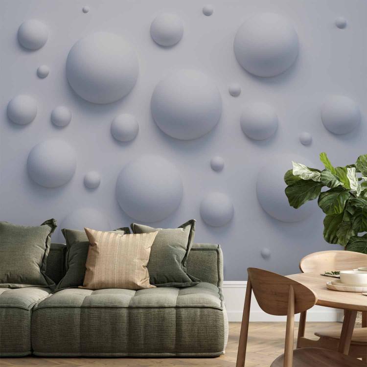 Wall Mural Bubble wall - abstract white background in protruding bubbles 3D illusion