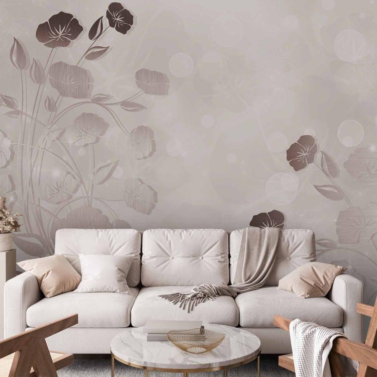 Wall Mural Delicacy - abstract patterned background with painted flowers and luminosity
