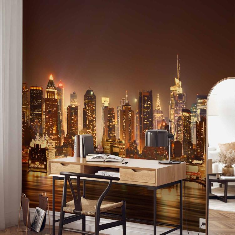 Wall Mural Architecture of New York - panorama of the great city at night in sepia